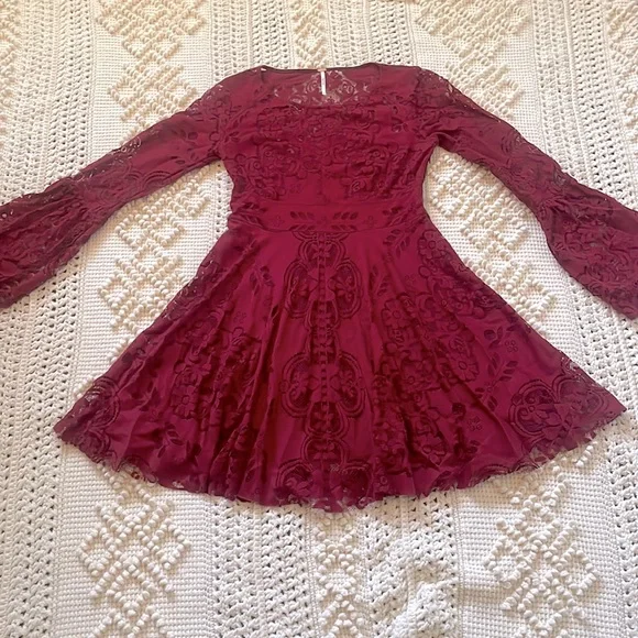 white lace dress low back Wishing And Hoping Lace-Up Back Dress White main image 0